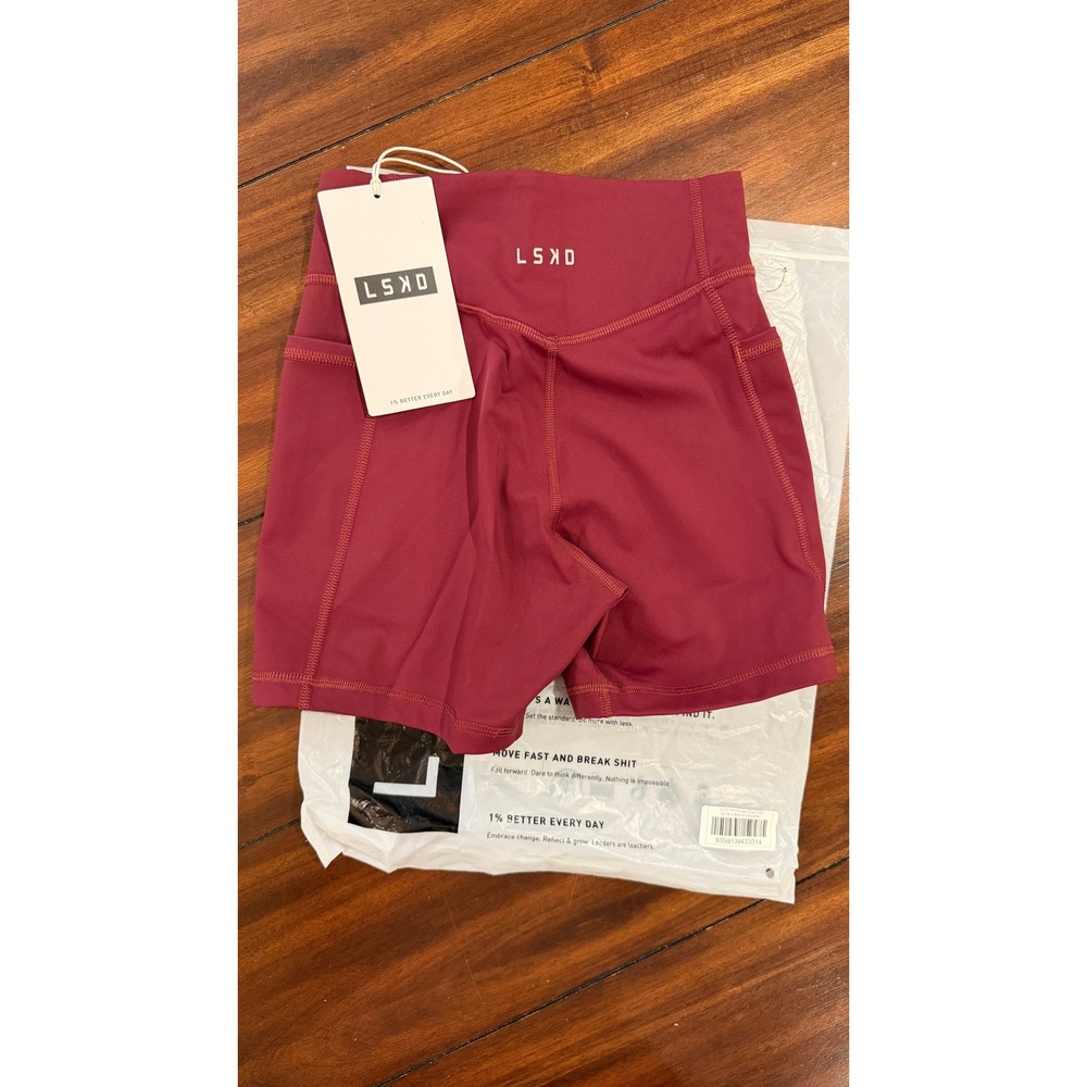 LSKD Elite X-Shorts Dark Cherry 4in High Waisted Shorts XS WTGH00415 NWT NEW - Picture 13 of 16